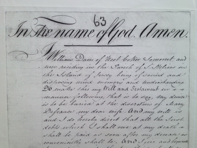 snap shot of William Davey's Will - 1832
